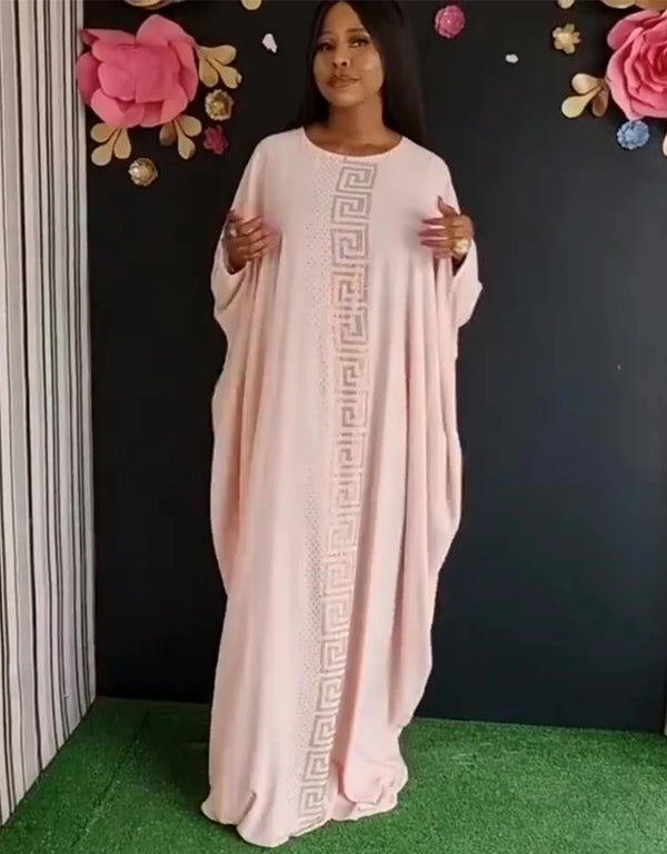 Embrace the Fusion: Vintage Silk Beaded Abaya Maxi in Dazzling African Design