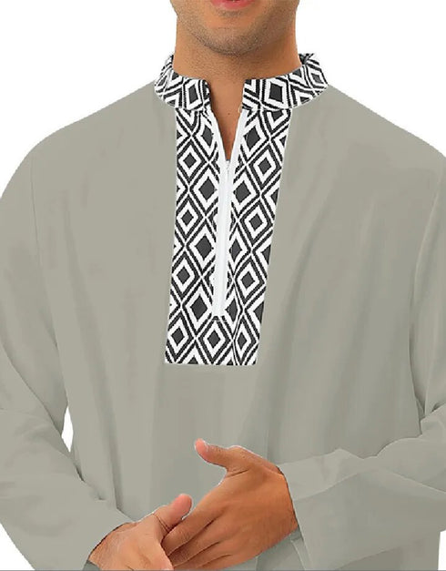Men's Loose Zip-Up Robe for Ramadan and Eid