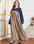 Modern Modesty: Round Neck Abaya with Playful Stripes
