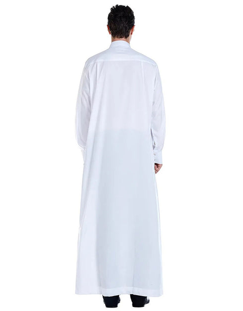 Men's Long Sleeves Crew Neck Islamic Solid Color Thobe