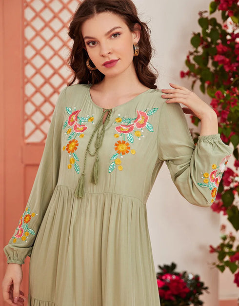 Long-Sleeved Beauty: Traditional Embroidery in a Modern Abaya