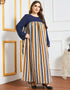 Modern Modesty: Round Neck Abaya with Playful Stripes
