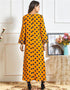 Whispers of Sun on Saffron: An Ethnically Embroidered Abaya for Casual Comfort