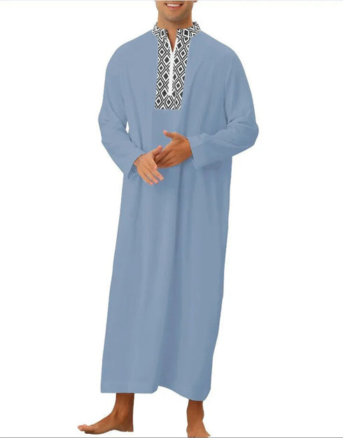 Men's Loose Zip-Up Robe for Ramadan and Eid