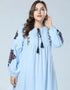 Elegant Embroidered Abaya with Lantern Sleeves and Large Swing Skirt