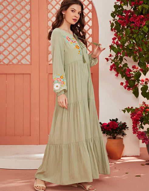 Long-Sleeved Beauty: Traditional Embroidery in a Modern Abaya