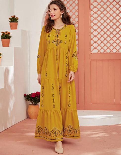 Flowing Embroidered Abaya: A Touch of Elegance