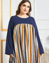 Modern Modesty: Round Neck Abaya with Playful Stripes