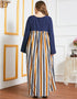 Modern Modesty: Round Neck Abaya with Playful Stripes