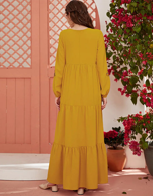 Flowing Embroidered Abaya: A Touch of Elegance