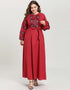 Crimson Embrace An Arabesque Abaya with Embroidered Grace