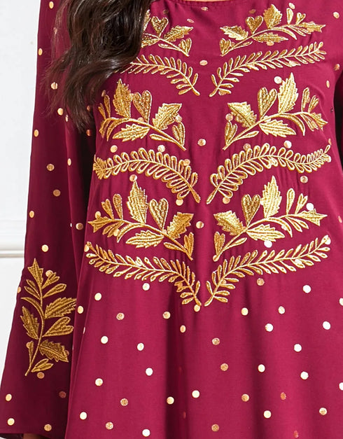 The Abaya That Dares to Dream in Dots: A Casual Dance of Ethnic Threads and Autumn Hues