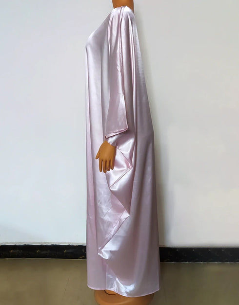 Embrace the Fusion: Vintage Silk Beaded Abaya Maxi in Dazzling African Design