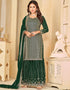 sophisticated phthalo green faux georgette heavy designer wedding wear salwar suit with phthalo green faux georgette df-28-10281 Front View