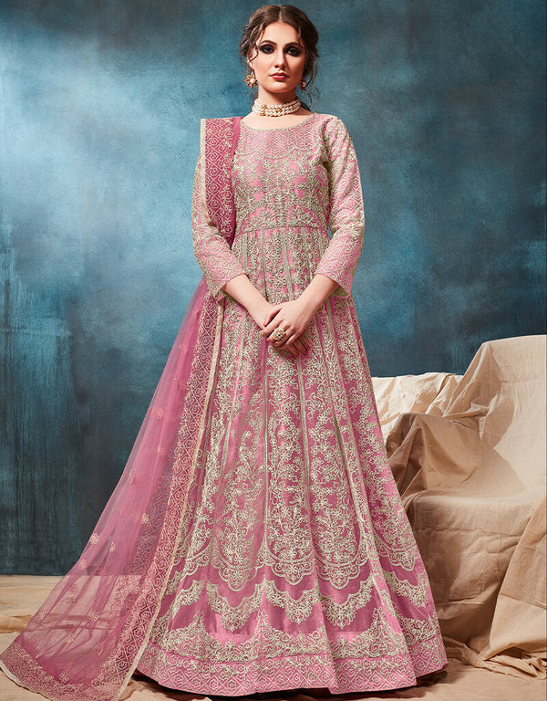 Light Pink Soft Net Anarkali Anarkali