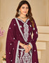 chic wine berry art silk designer party wear salwar suit with wine berry art silk df-25-10252 Close-up View