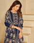 sophisticated dark blue roman silk designer traditional party wear salwar suit with dark blue santool df-175-7303 Close-up View