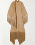 Beige High Neck Style Fringed Kaftans