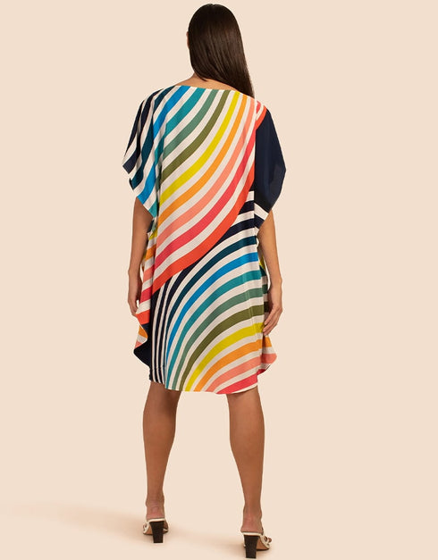 Multi Silk Crepe Kaftan Back View