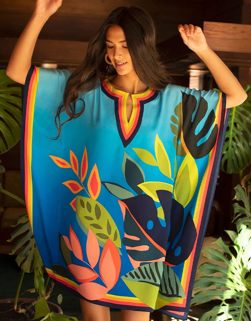 Sky Blue Silk Crepe Kaftan womens kaftan