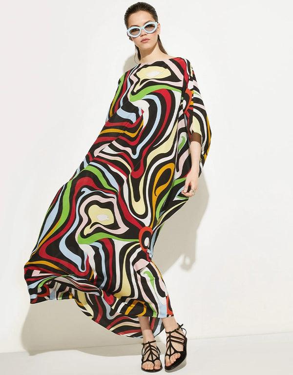 Multi Silk Crepe Kaftan