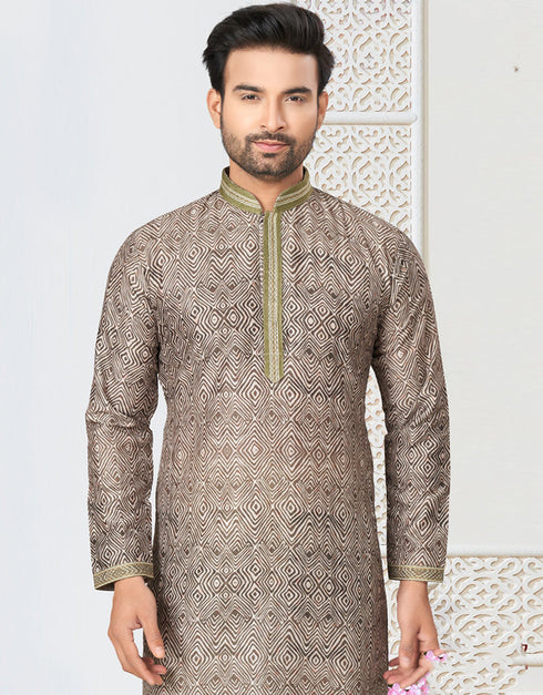 Readymade Kurta Payjama Wedding collection Pastel Grey Kurta Cotton ethnic butti Payjama Close-up View