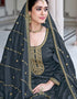 fashionable charcoal grey real premium silk designer traditional wedding wear salwar suit with charcoal grey real premium silk ie-1001 Close-up View