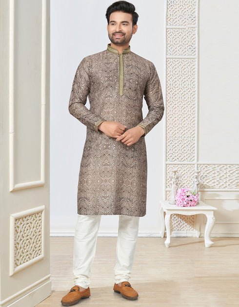 Readymade Kurta Payjama Wedding collection Pastel Grey Kurta Cotton ethnic butti Payjama Front View