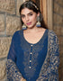 Heavy Designer Wedding Wear Georgette Salwar Suit Nile Blue Georgette Pant Straight Close-up View