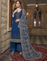 Heavy Designer Wedding Wear Georgette Salwar Suit Nile Blue Georgette Pant Straight Front View