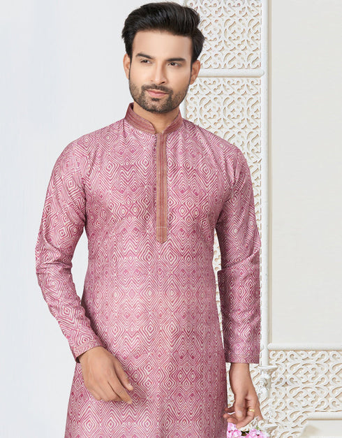 Readymade Kurta Payjama Wedding collection Pink Flare Kurta Cotton ethnic butti Payjama Close-up View