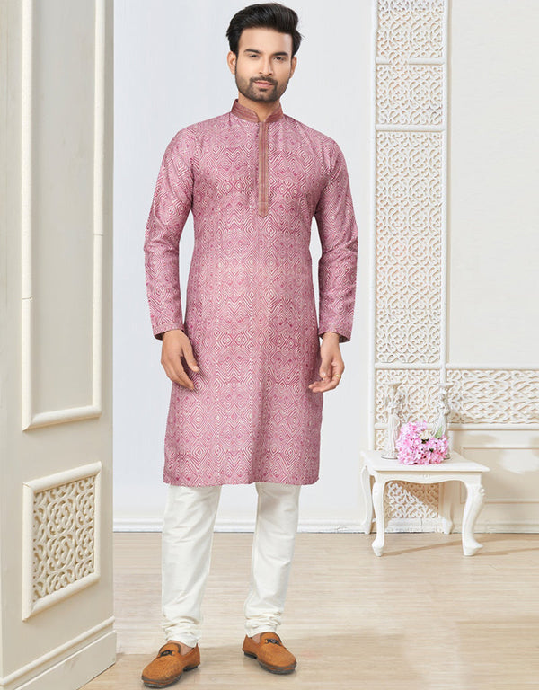 Readymade Kurta Payjama Wedding collection Pink Flare Kurta Cotton ethnic butti Payjama Front View