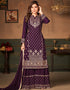 Purple Faux Georgette Sharara Suit