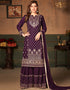 Purple Faux Georgette Sharara Suit Closure View