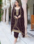 sleek woody brown real premium silk designer traditional wedding wear salwar suit with woody brown real premium silk ie-1002 Front View