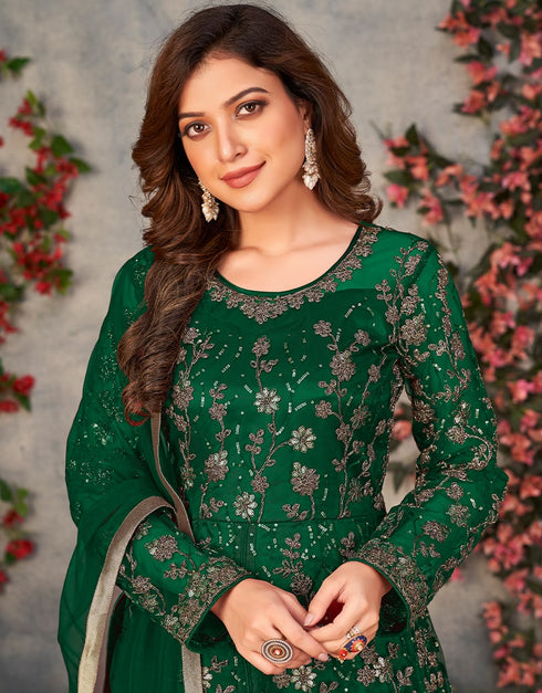 Green Net Anarkali Anarkali Salwar Kameez