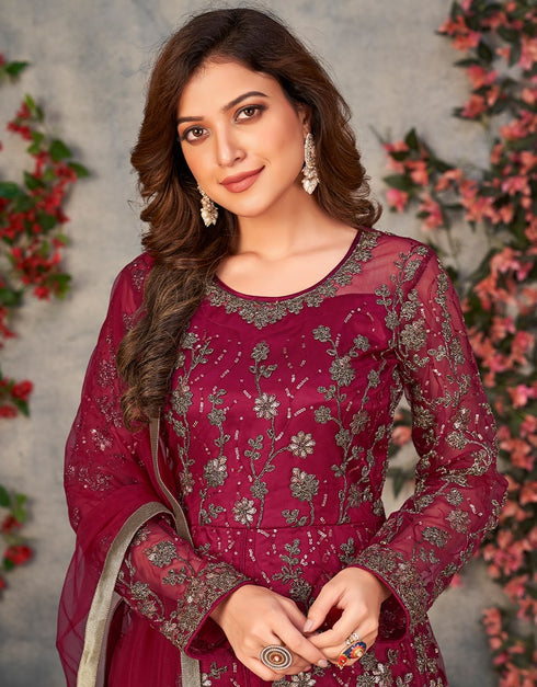 Wine Net Anarkali Anarkali Salwar Kameez