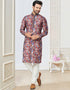 Readymade Kurta Payjama Wedding collection Grey Pink Kurta Cotton ethnic butti Payjama Front View