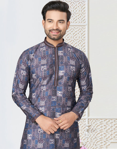 Readymade Kurta Payjama Wedding collection Faded Blue Kurta Cotton ethnic butti Payjama Close-up View