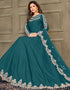 Rama Green Art Silk Anarkali Suit Closure View