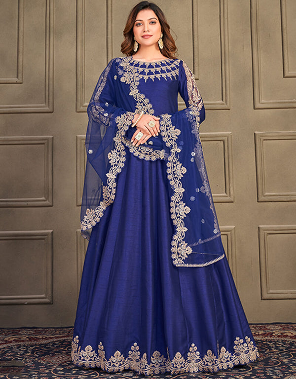 Blue Art Silk Anarkali Suit