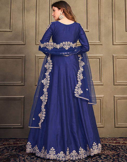Blue Art Silk Anarkali Suit Salwar Kameez