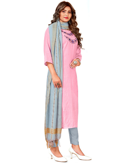 Pink Cotton Pant Suit Closure View