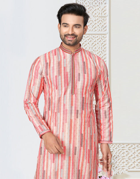 Readymade Kurta Payjama Wedding collection Sea Pink Kurta Cotton ethnic butti Payjama Close-up View
