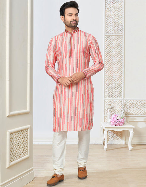 Readymade Kurta Payjama Wedding collection Sea Pink Kurta Cotton ethnic butti Payjama Front View