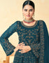 Teal Net Anarkali Suit Back View