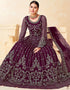 Wine Net Anarkali Suit Closure View