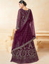 Wine Net Anarkali Suit Salwar Kameez