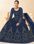 Blue Net Anarkali Suit Closure View