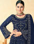 Blue Net Anarkali Suit Back View